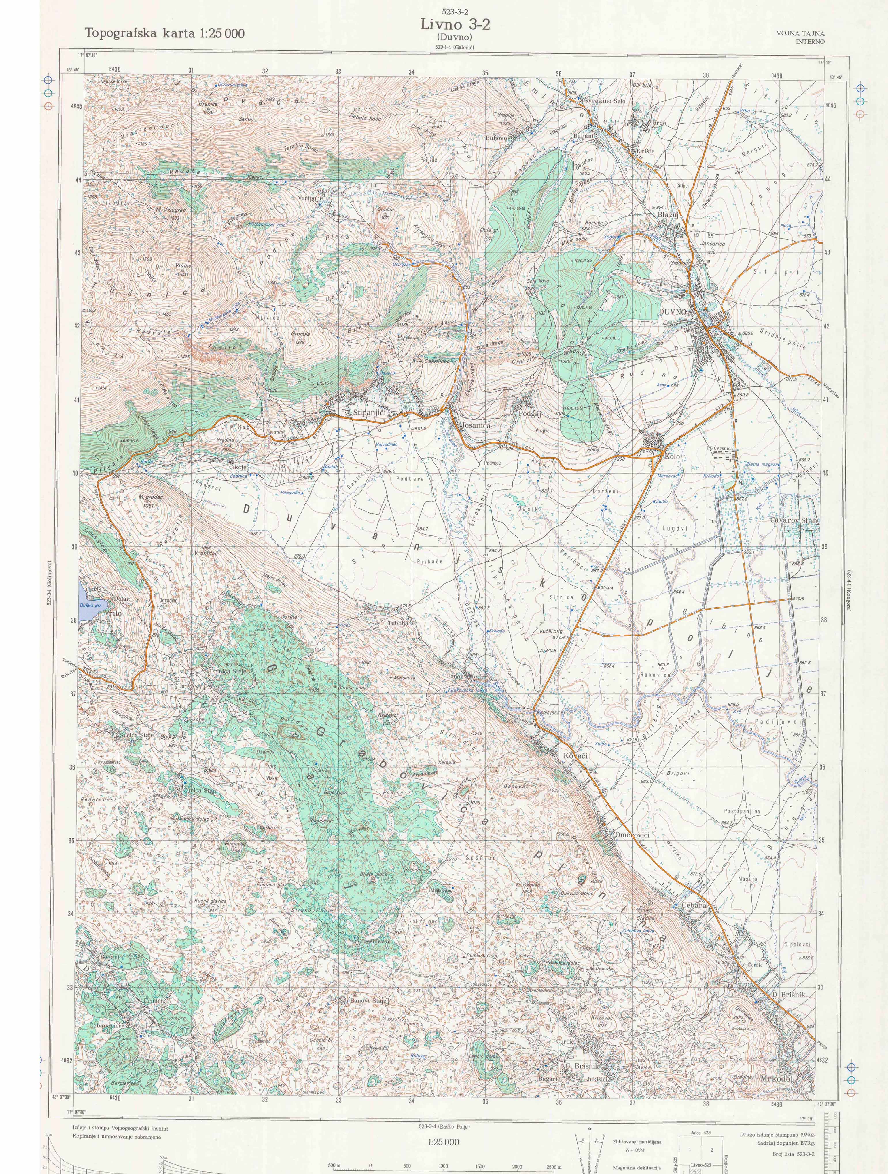  topografska karta BiH 25000 JNA  Duvno